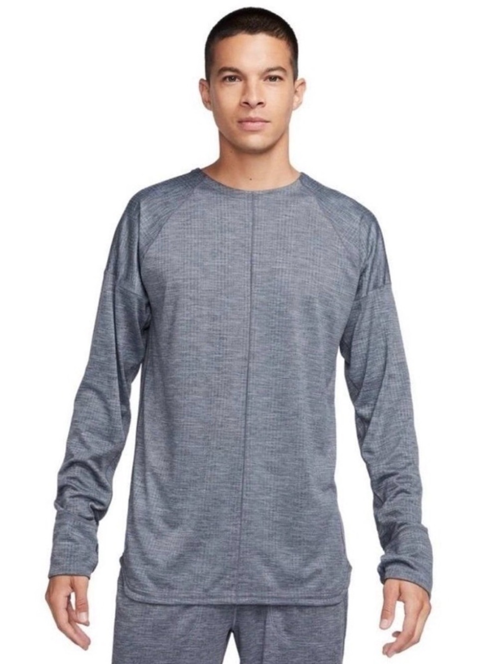 Nike Yoga Men's Cool Grey Heather Dri-FIT Crew Top